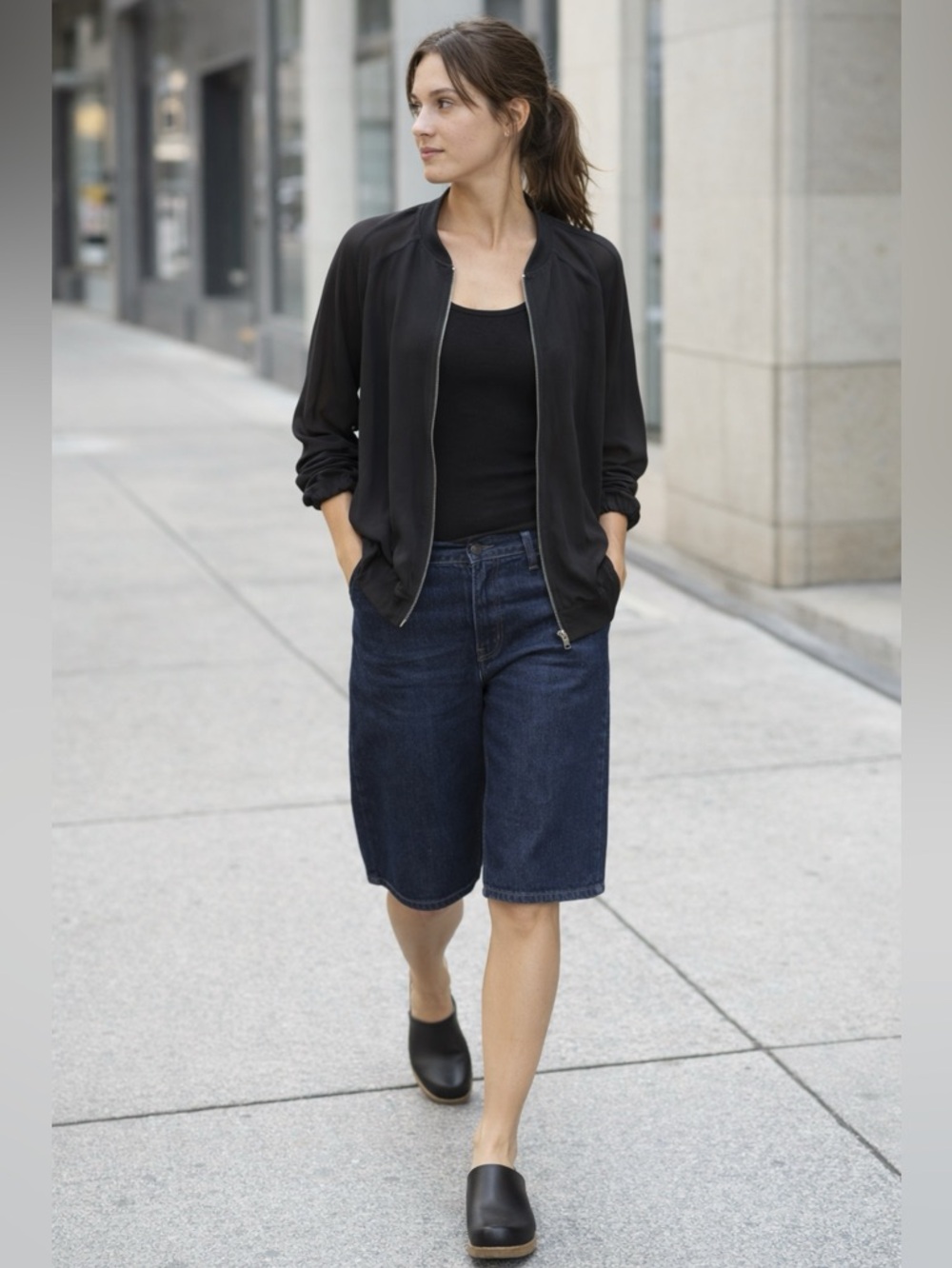Selected Femme Black Sheer Bomber Jacket